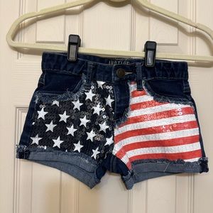Justice Flag Sequin Shorts Size 10